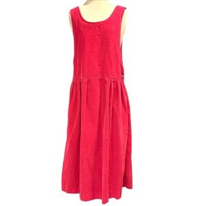 jumper dress vintage S/M cotton corduroy pockets pullover sleeveless scoop neck